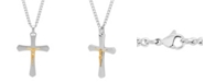 C&C Jewelry Macy's Men's Crucifix Pendant Necklace in Two-Tone Stainless Steel
